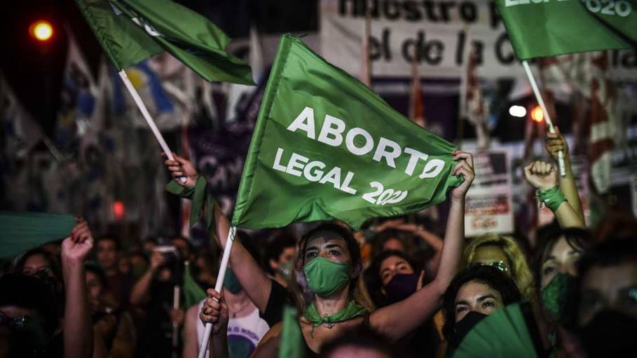 Marcelo Endelli/Getty Images Pro-abortion demonstrators wait for the result of a vote on December 30, 2020, in Buenos Aires, Argentina. The proposal being voted on authorizes legal, voluntary, and free interruption of pregnancy until the 14th week while allowing doctor’s conscientious objection.