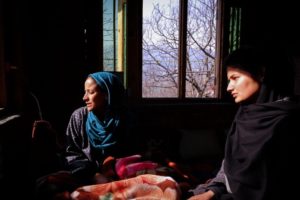 Naseema (left) at her house in Grandwan with her daughter, Shazia. Shefali Rafiq. All rights reserved