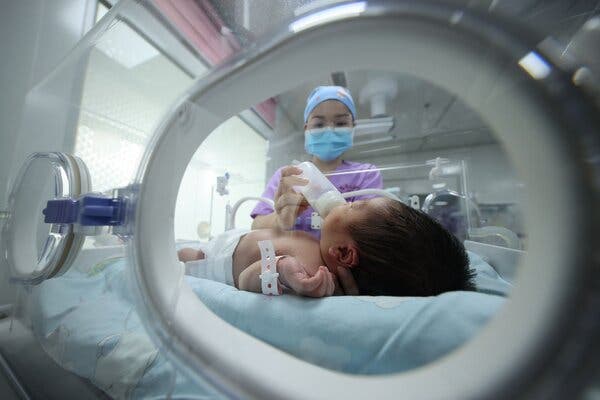 A newborn at a hospital in Danzhai, China, last year.Credit...Agence France-Presse — Getty Images