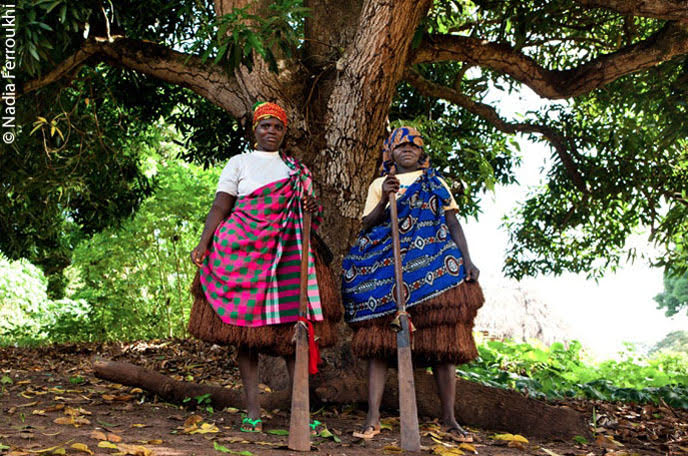 Two young girls defunto. This is the name given to young girls who must go through all the stages of female initiation, on the island of Canhabaque, Guinea-Bissau.
