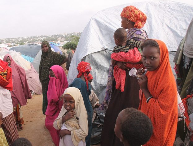 The city of Mogadishu now hosts more than 600,000 IDPs—one-third of the total figure in the East African nation. This dated picture shows one of the many refugee camps outside of Somalia’s capital which played host to almost 400,000 famine refugees who fled to Mogadishu for aid at the height of the 2011 famine. A year later they had still been living in refugee camps and some eight years later more remain. Credit: Abdurrahman Warsameh/IPS