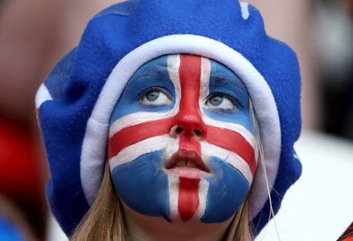 A supporter of Iceland cheers the Group C match between Iceland and Austria during the UEFA Women's Euro 2017 at Sparta Stadion, Rotterdam, Netherlands. MAJA HITIJ/GETTY IMAGES