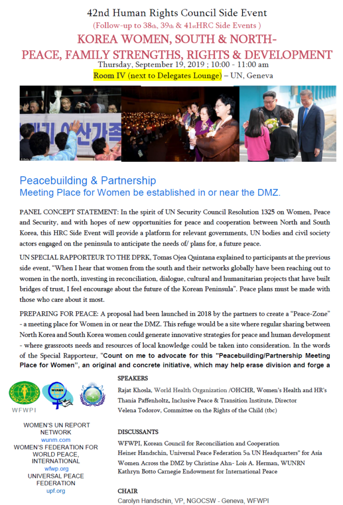 Korea Women, South & North - Peace, Family Strengths, Rights & Development