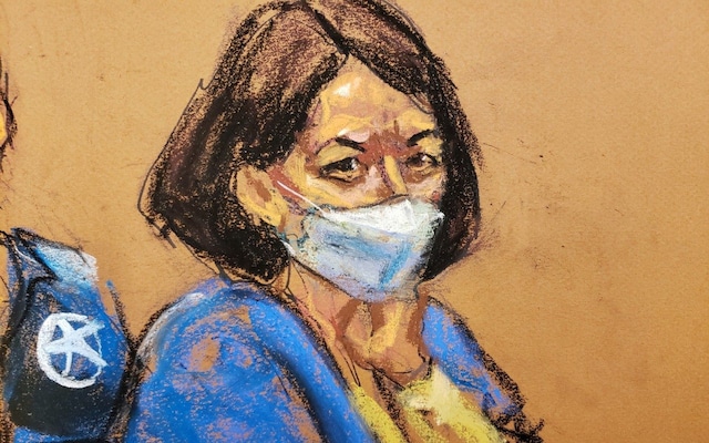 A court sketch of Ghislaine Maxwell attending her sentencing hearing in New York