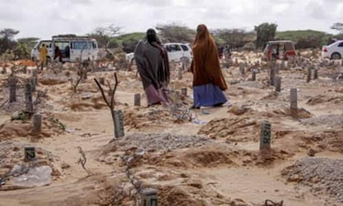 Women at a cemetery in Mogadishu, Somalia, where years of instability and poverty have left people ill-equipped to cope with the coronavirus pandemic. Photo: Farah Abdi Warsameh/AP