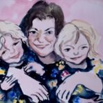 The painting of Kelly Fitzgibbons and her daughters Ava and Lexi Pic: Henny Beaumont