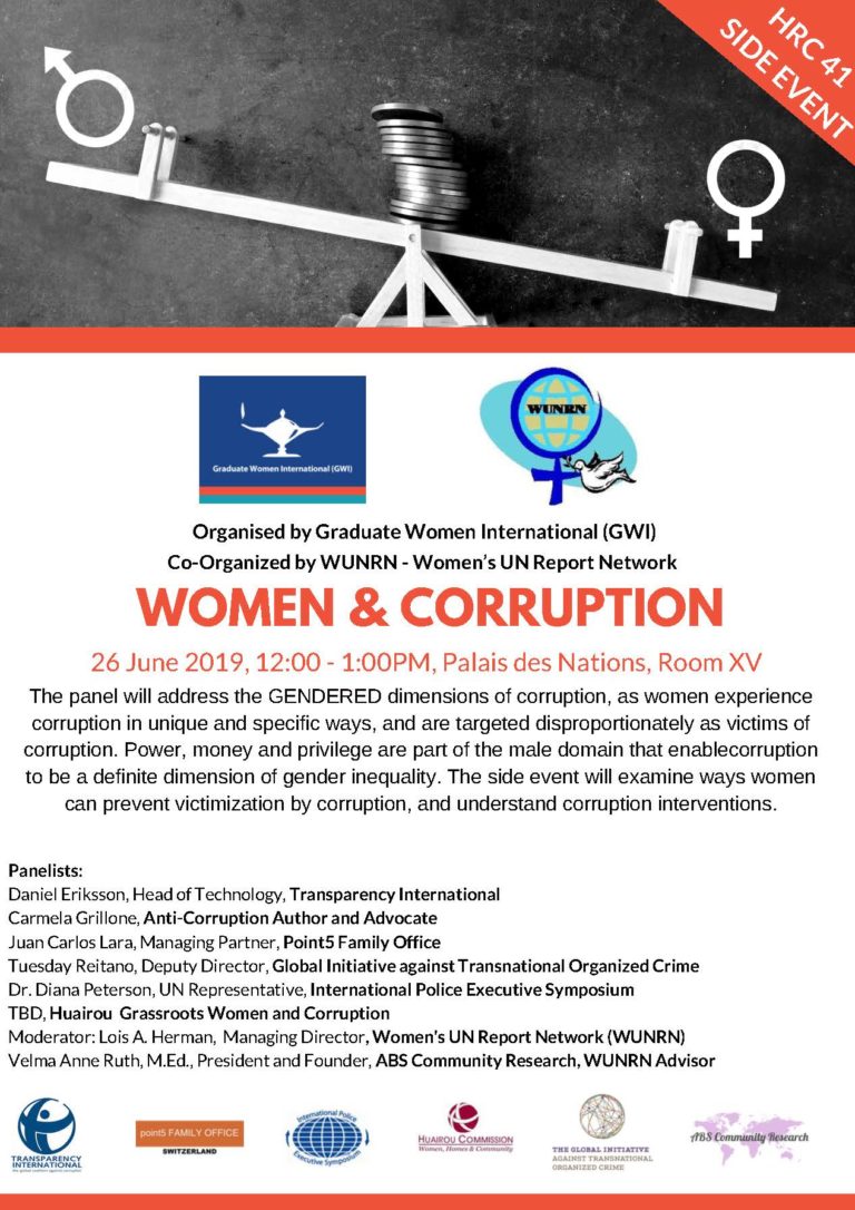 Women & Corruption – UN Human Rights Council 41 Side Event (06/26/2019)