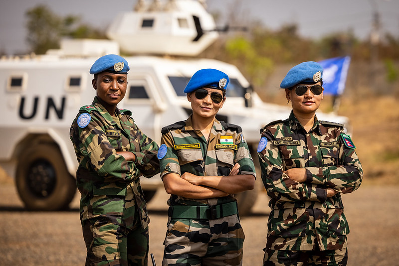 Captain Atupele Mbewe from Malawi, Major Bindeshwari from India, and Captain Ritu Pandey from Nepal, are all peacekeepers stationed at a United Nations Camp in Juba, South Sudan. Photo: Gregorio Cunha/ UN Photo