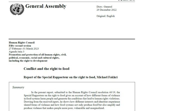 Conflict & The Right to Food - SR Report